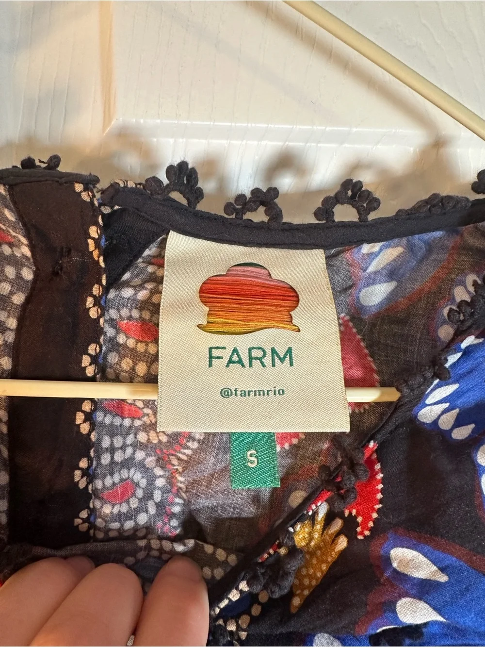 Farm Rio Ainika Sparkle Black Short Sleeve Shirt